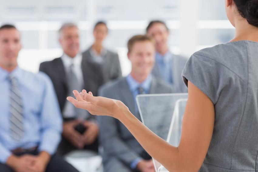 Businesswoman doing conference presentation in meeting room